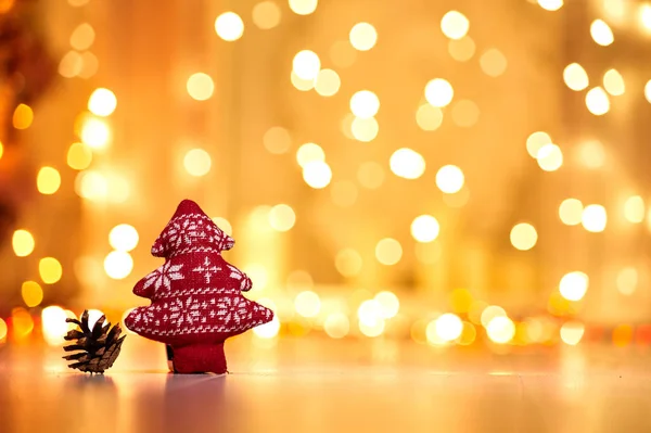 Juguete Punto Árbol Navidad Una Linterna Navidad Contra Telón Fondo — Foto de Stock