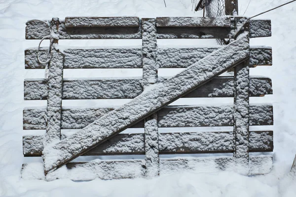 Ogrodzenie Śnieg Krajobraz Miejski Śnieg Zimna Temperatura — Zdjęcie stockowe