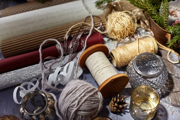 Garnrolle Papier Kerzenständer Klebeband Rolle — Stockfoto