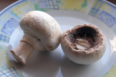 bir plaka üzerinde champignon mantar