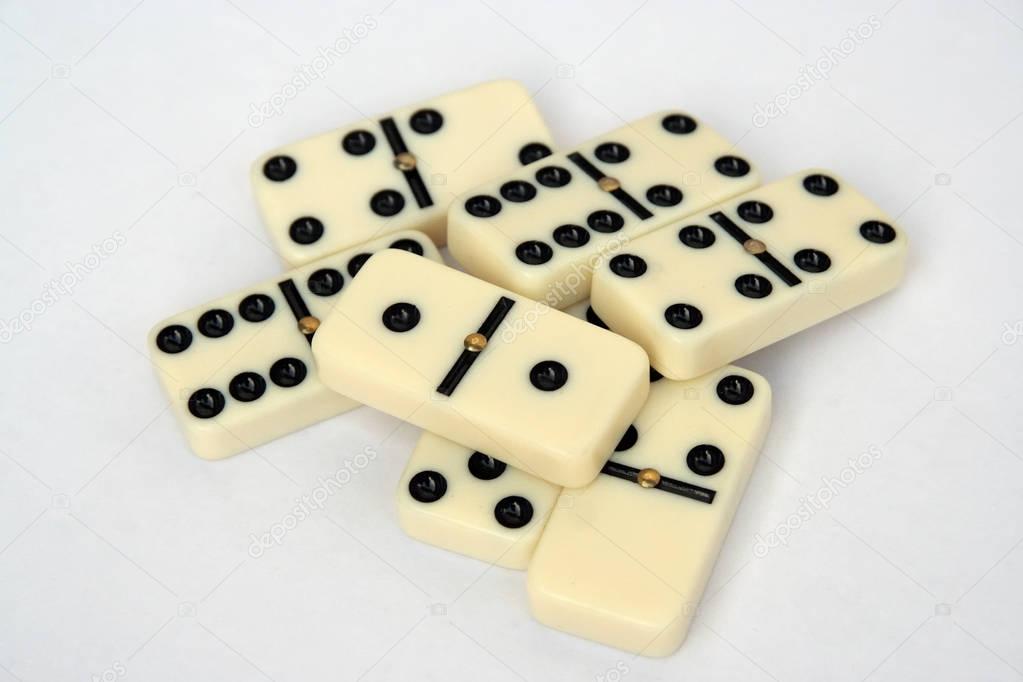 White marble dominoes. Pile of white dominoes.