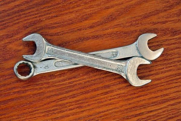 Хром Сделал Металлический Ключ Инструмент Металлический Гаечный Ключ — стоковое фото