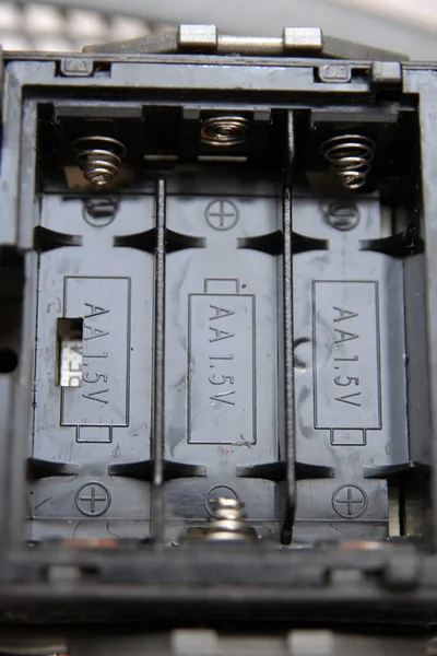 Schwarze Plastikbatteriebox Batteriekasten Batteriegehäuse — Stockfoto