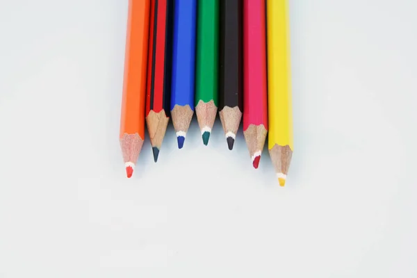 Kleurpotloden Diverse Kleuren Kleurrijke Kleurpotloden — Stockfoto
