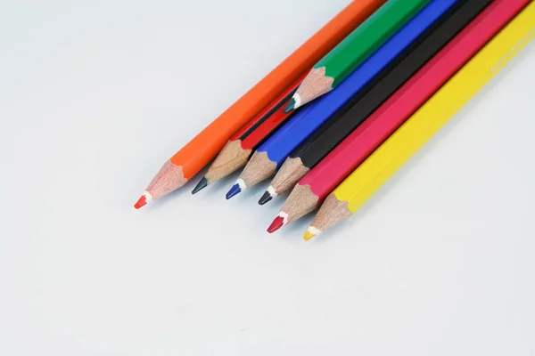 Crayons Várias Cores Crayons Coloridos — Fotografia de Stock