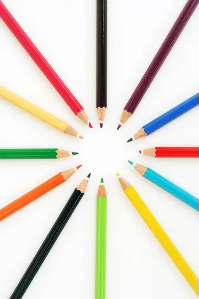 Crayones Varios Colores Lápices Colores — Foto de Stock