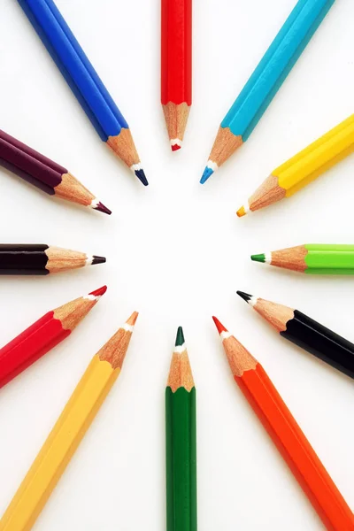 Crayones Varios Colores Lápices Colores — Foto de Stock