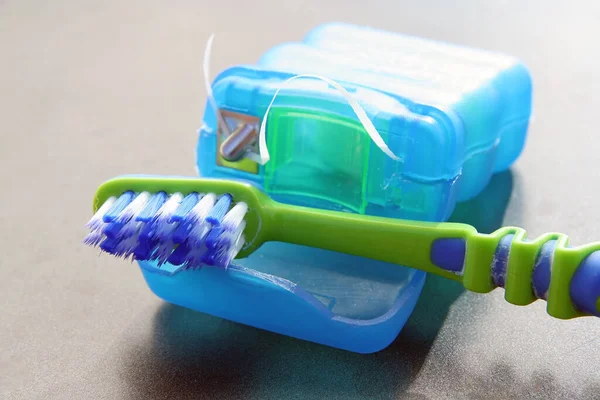 Tooth Brush Floss Used Toothbrush Floss — Stock Photo, Image