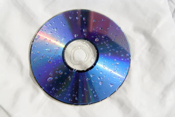 Wet Disc Wet Dvd Disc Raindrops Disc — Stock Photo, Image