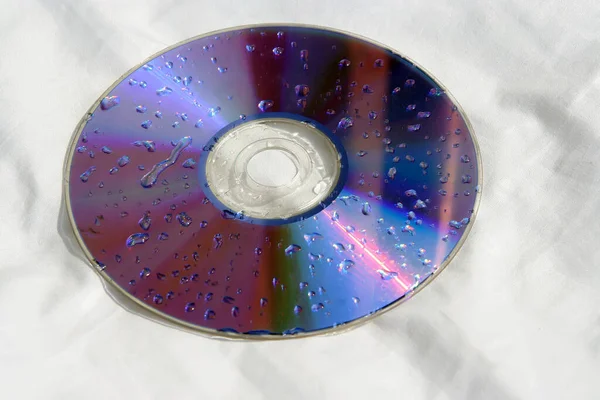 Wet Disc Wet Dvd Disc Raindrops Disc — Stock Photo, Image