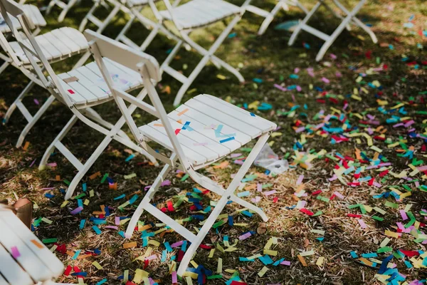 Confetti após o casamento — Fotografia de Stock