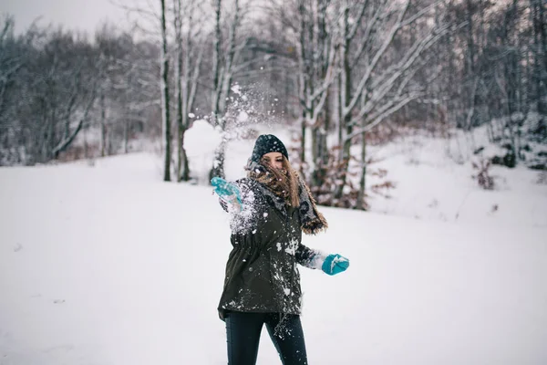 Jogando bola de neve — Fotografia de Stock