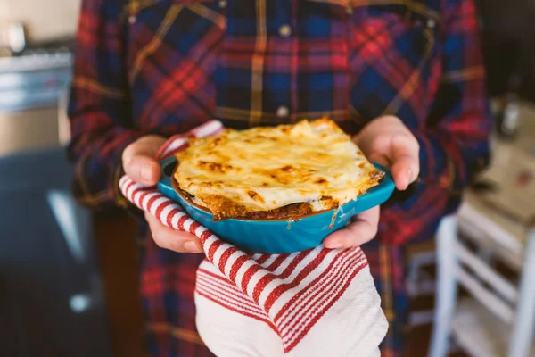 Tasty hot lasagna — Stock Photo, Image