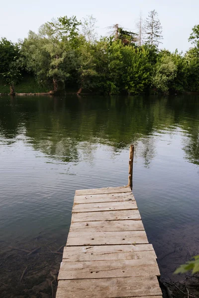 Small River Pier Made Wood — Stock Photo, Image