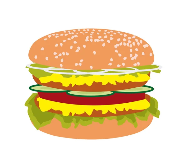 Double burger in vector — Stock Vector