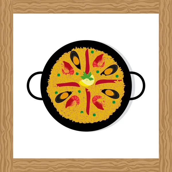 Paella aux fruits de mer typique espagnol — Image vectorielle