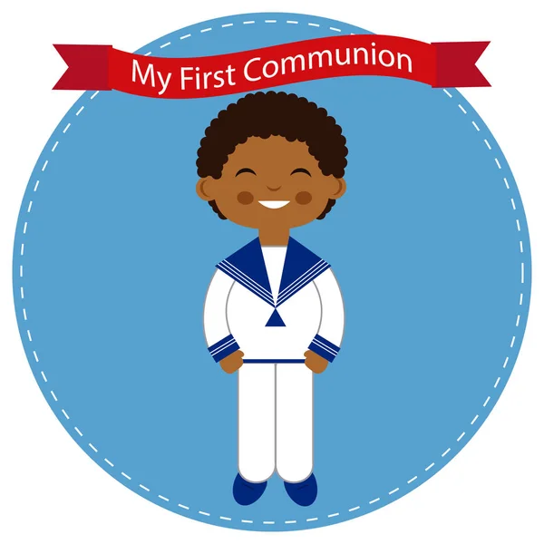 African child celebrating his communion — Stock Vector