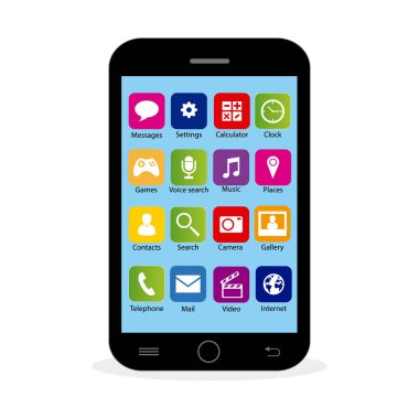 Siyah cep telefonu ile mavi ekran