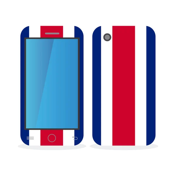 Caixa de telefone celular com a bandeira da Costa Rica —  Vetores de Stock