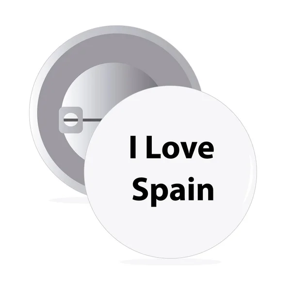 Bílé kulaté pin s textem Španělsko — Stockový vektor