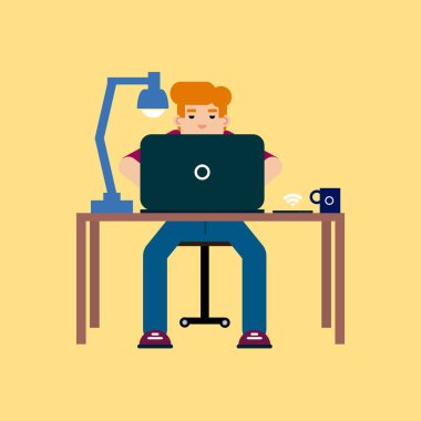 Çocuk dizüstü bilgisayarla çalışıyor