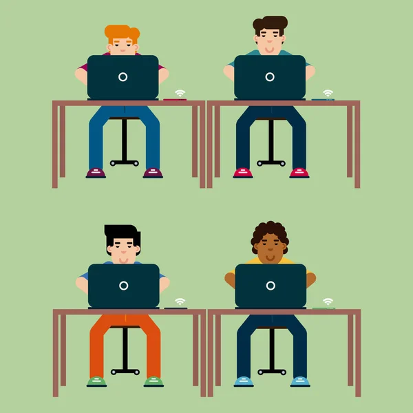 Dizüstü bilgisayar ile sınıfta çocuklar