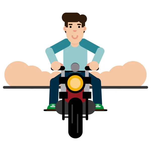 Boy riding a motorbike — Stock Vector