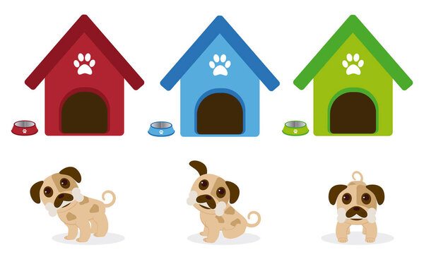 Щенки с костью во рту
