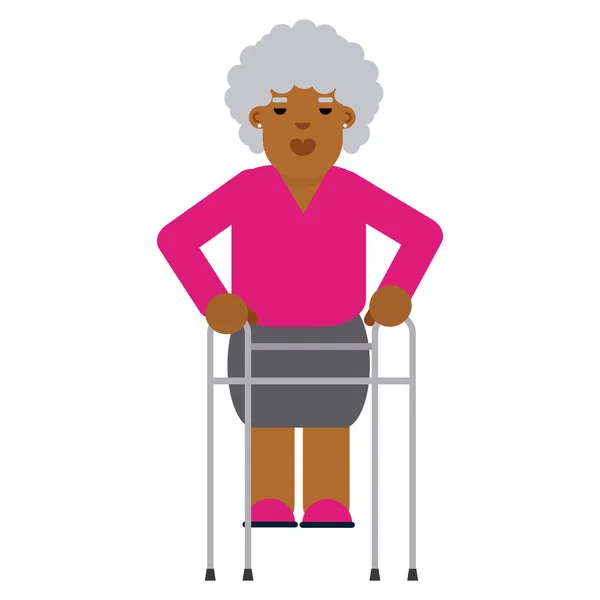 非洲老妇人与步行者 免版税图库插图