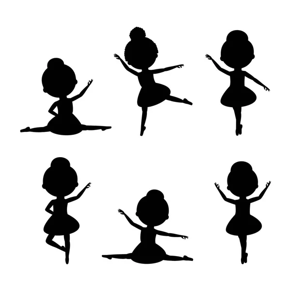 Siluetas Chicas Haciendo Ballet — Vector de stock