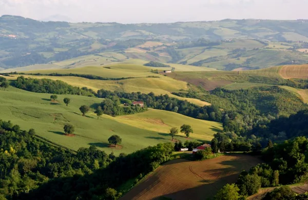 Paisagem rural com colinas na primavera Fotografia De Stock