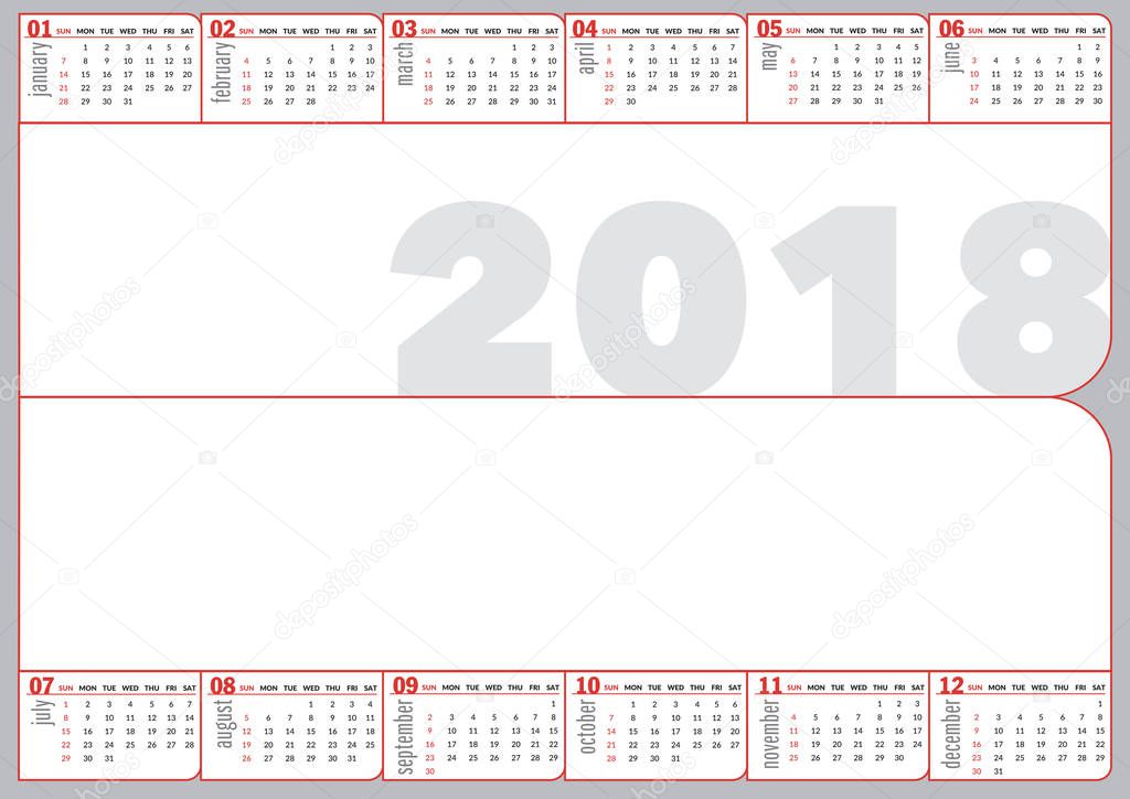 2018 folded calendar in basic style