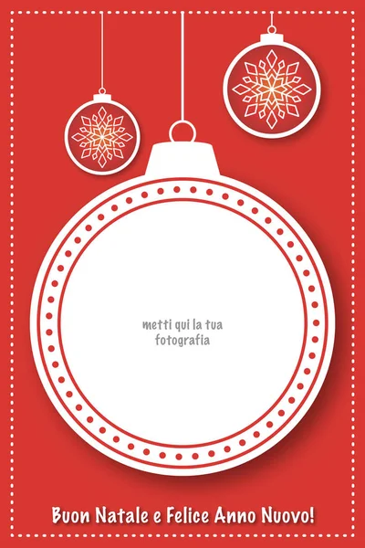 Photoframe cartão de felicitações de Natal, italiano — Vetor de Stock