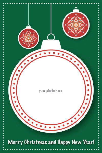 Photoframe cartão de felicitações de Natal, Inglês — Vetor de Stock
