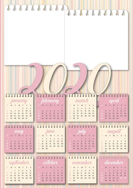 Baby girl calendar 2020 — Stock Vector