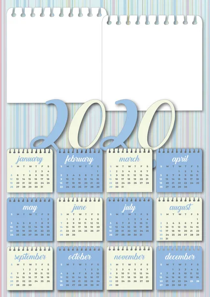 Calendario bebé niño 2020 — Vector de stock