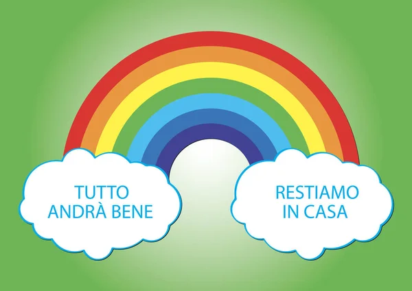 Esperanza Arco Iris Nubes Blancas Para Italia Emergencia Covid — Archivo Imágenes Vectoriales