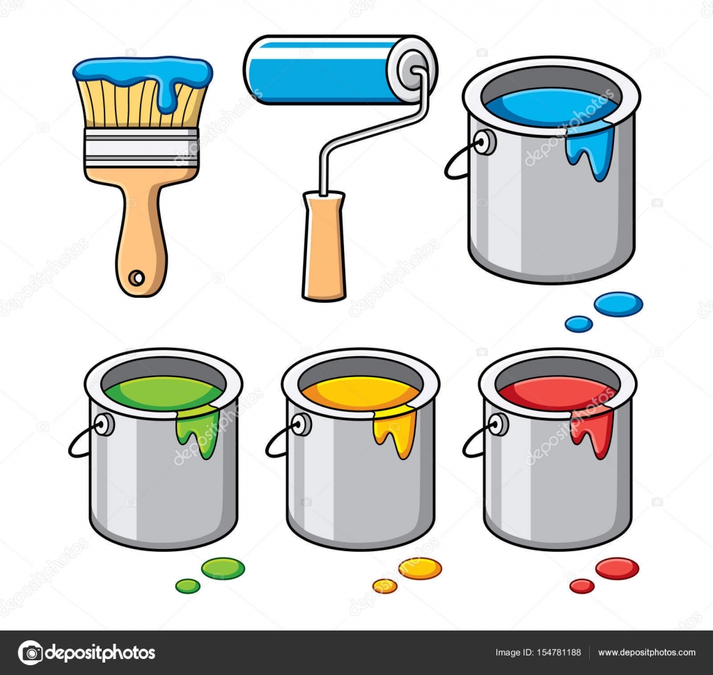 Paint Buckets and Paintbrush, Vectors