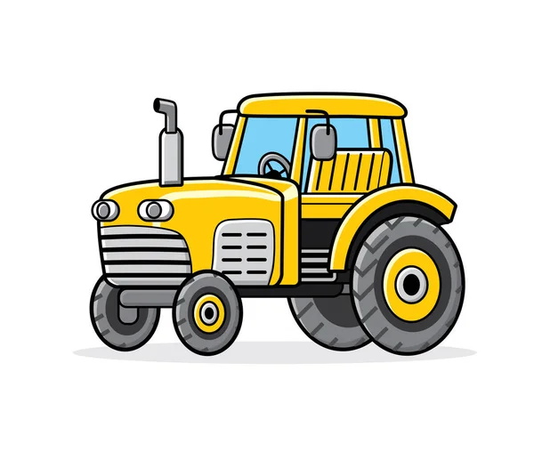 Tractor de granja amarillo — Vector de stock