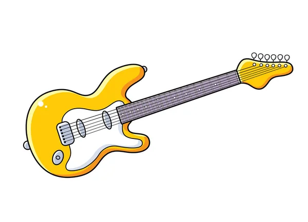 Guitarra Elétrica Amarela . — Vetor de Stock