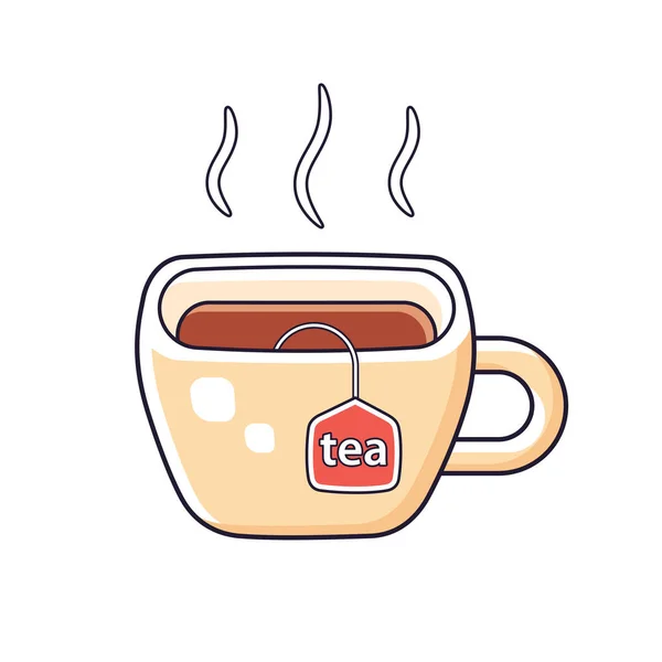 Гаряча чашка чаю з етикеткою . — стоковий вектор