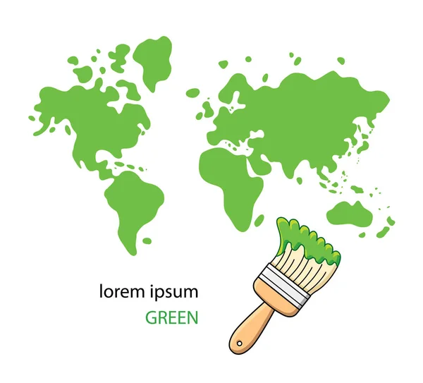 Fırça ile yeşil Dünya Haritası