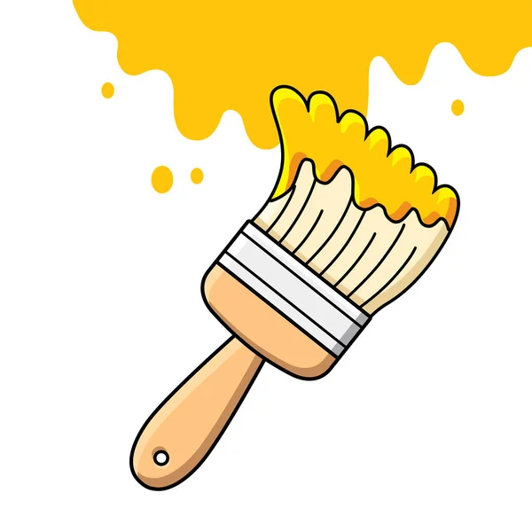 Sarı boya akan fırça.