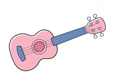Pembe ukulele izole.