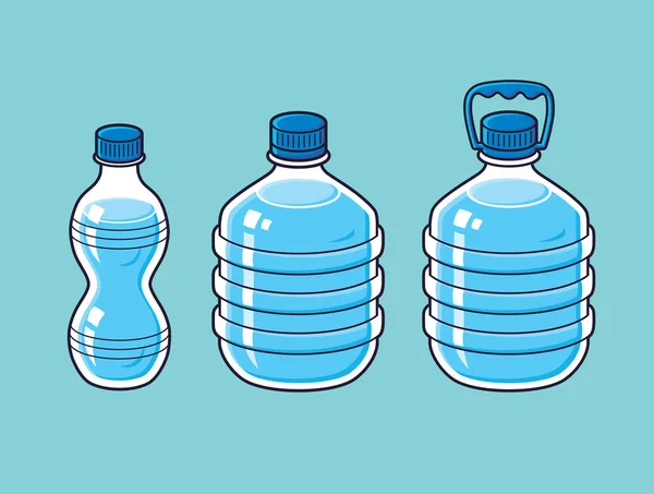 小型和大型塑料水瓶. — 图库矢量图片