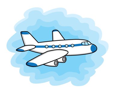 Gökyüzü arka plan üzerinde beyaz jet uçak.