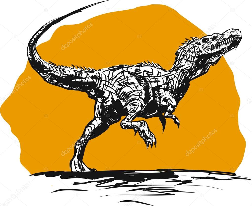 Walking dinosaur (tyrannosaurus). Illustration