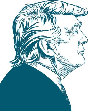 Donald Trump. Vektör portre çizim çizim. 12 Ocak 2018