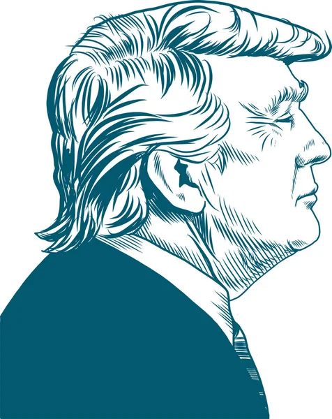 Donald Trump Vektor Potret Menggambar Ilustrasi Januari 2018 - Stok Vektor