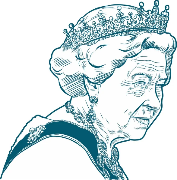 Ratu Elizabeth Vektor Potret Menggambar Ilustrasi Januari 2018 - Stok Vektor